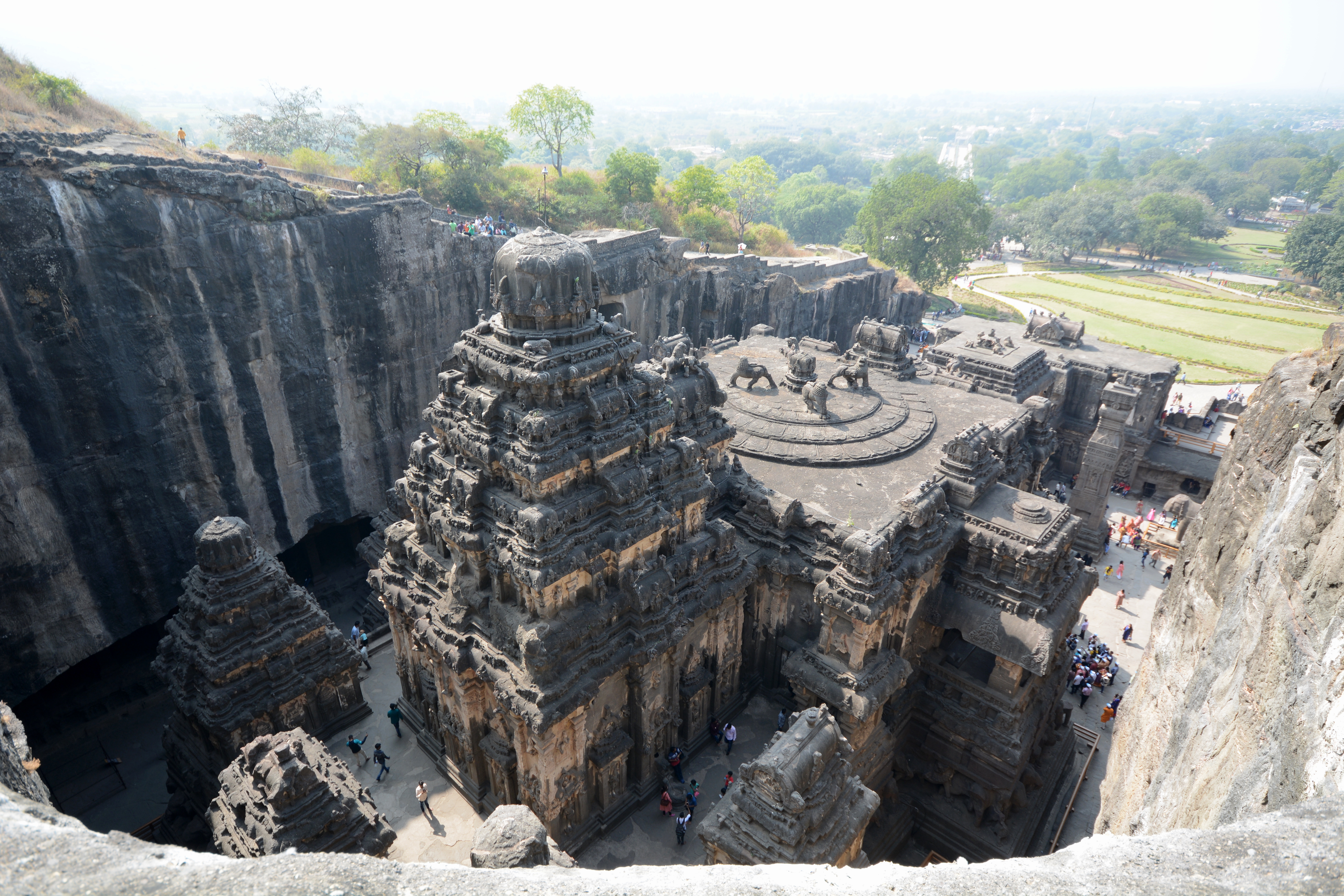 The rock-cut Kailasa Temple