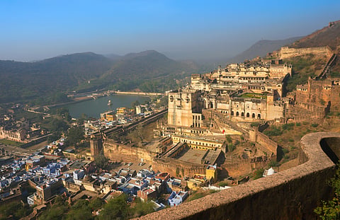 The Taragarh Fort, so named because of its layout like a tara (star)