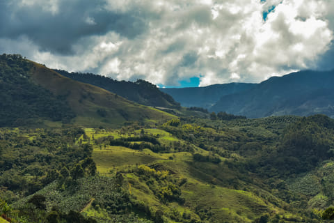 The stunning landscape of the coffee region in Jardin, Colombia