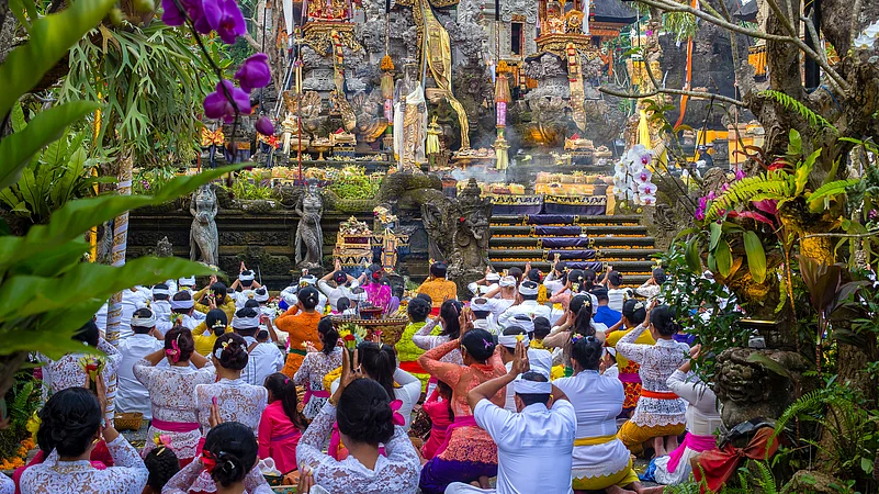 People praying at Ubud, Bali