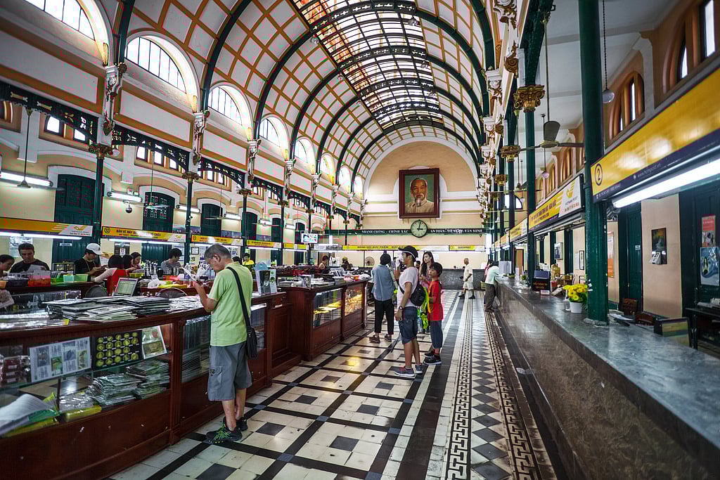 Inside the Central Post Office in Ho Chi Minh