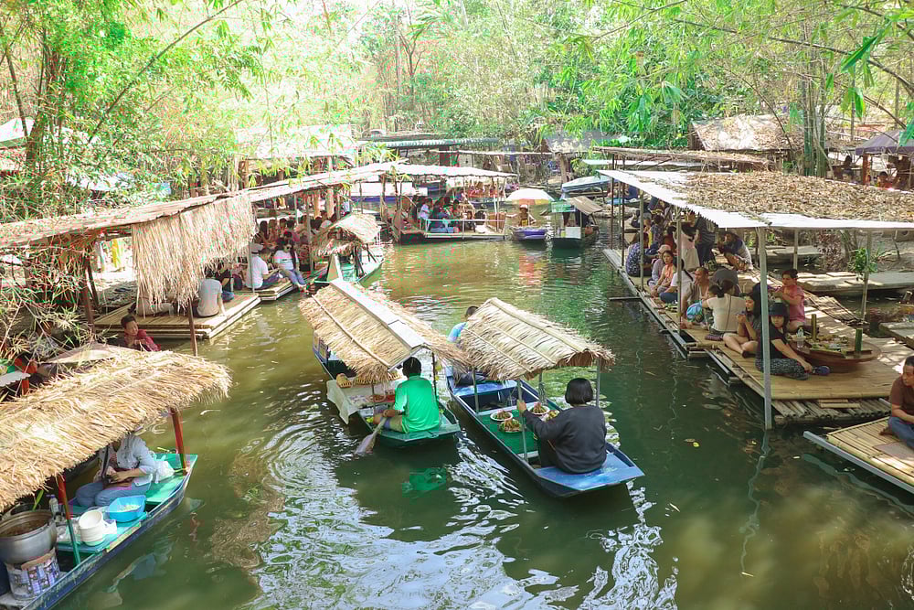 The  Guangzhou Floating Market, Kaeng Krachan, Phetchaburi, Thailand is a cultural conservation tourism destination