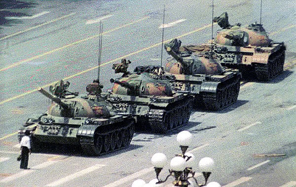 The protester at Tiananmen Square, China 