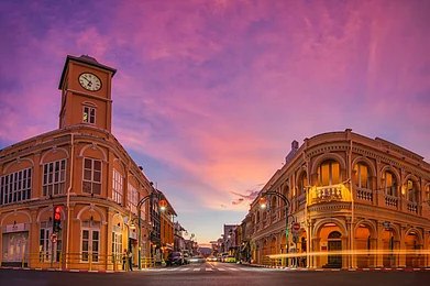 Shutterstock : Town square buildings in Thailands Old Phuket town
