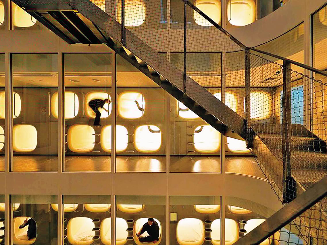 Nine Hours is an original take on capsule hotels that fused with minimal Ryokan aesthetics