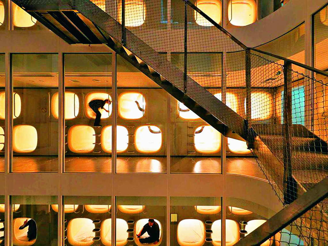 Nine Hours is an original take on capsule hotels that fused with minimal Ryokan aesthetics