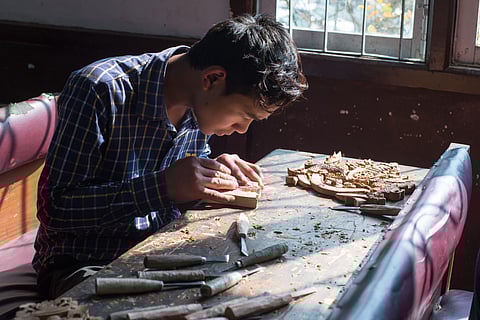 Woodcarving in process