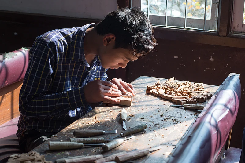 Woodcarving in process