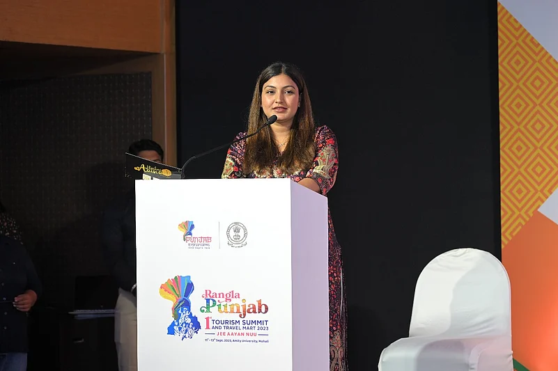 Ms. Anmol Gagan Mann giving a speech