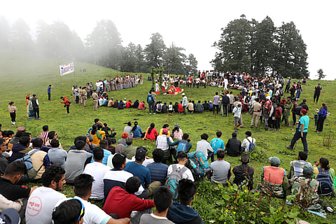 Locals and tourists enjoying the Pandava Nritya at Anduri Utsav 2023
