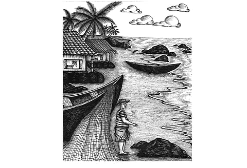 Tavernas near the beach synchronise themselves with the arrival and departure of fishermen