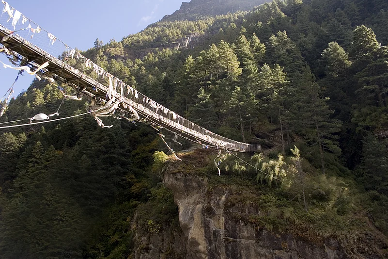 Suspension bridge over Bhote Kosi