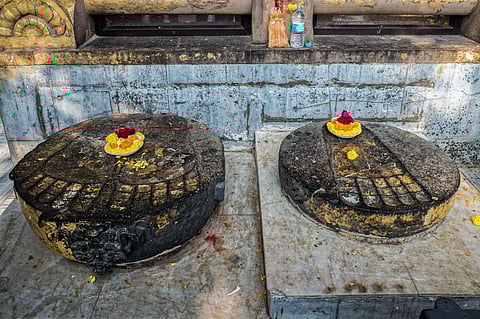 Buddha foot carving, Bodhgaya