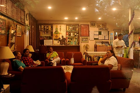 Relaxing after a game inside the club