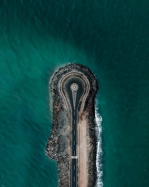 Aerial view of Arichal Munai, Dhanushkodi