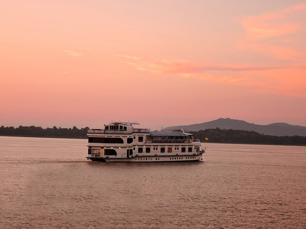 Ferry sailing over a river