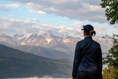 Amazing views in Mestia in the Greater Caucasus Mountain Range, Upper Svaneti, Georgia
