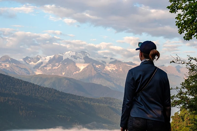 Amazing views in Mestia in the Greater Caucasus Mountain Range, Upper Svaneti, Georgia