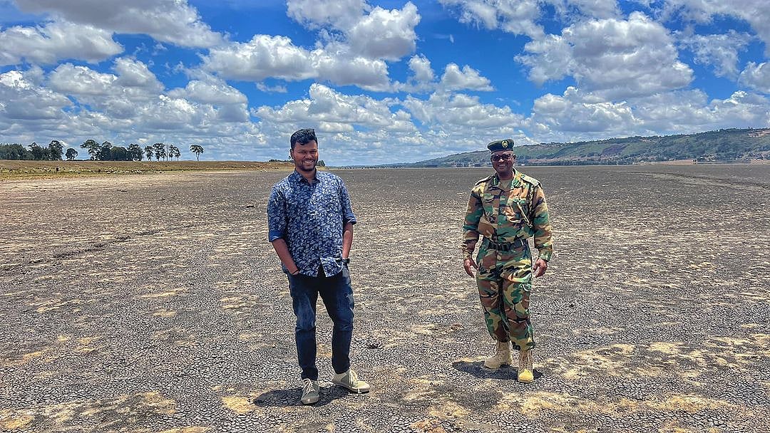 Nirmal Raghavan visited Lake Olbolosat in Kenya, which spans 12,000 acres, for restoration work - being_nimal/Instagram