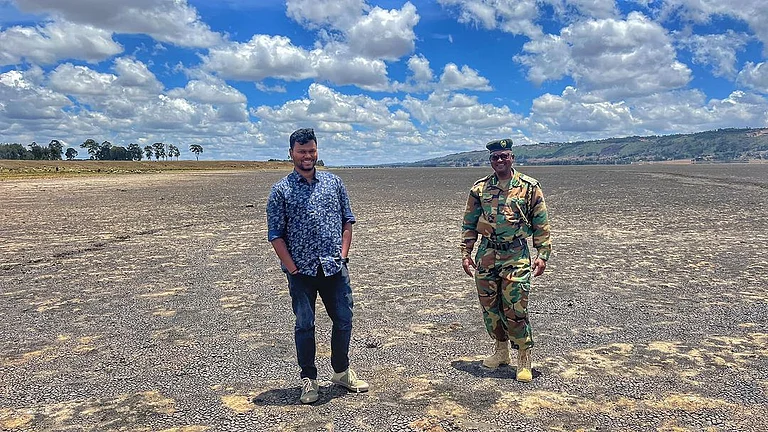Nirmal Raghavan visited Lake Olbolosat in Kenya, which spans 12,000 acres, for restoration work - being_nimal/Instagram