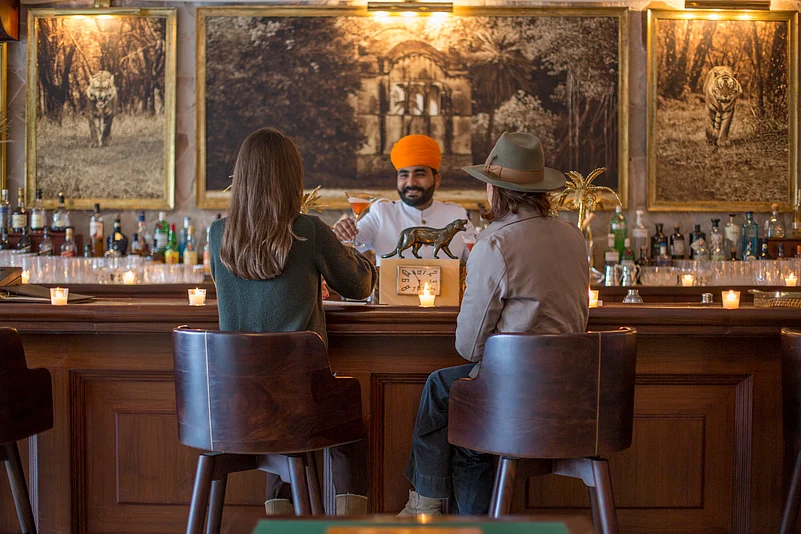 At the bar in SUJAN Sher Bagh, Ranthambhore