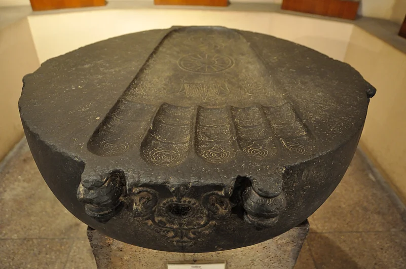 11th-century footprint in Bodhgaya Museum