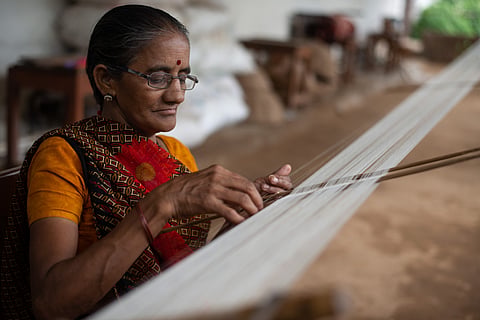 A weaver in Khargone, Madhya Pradesh