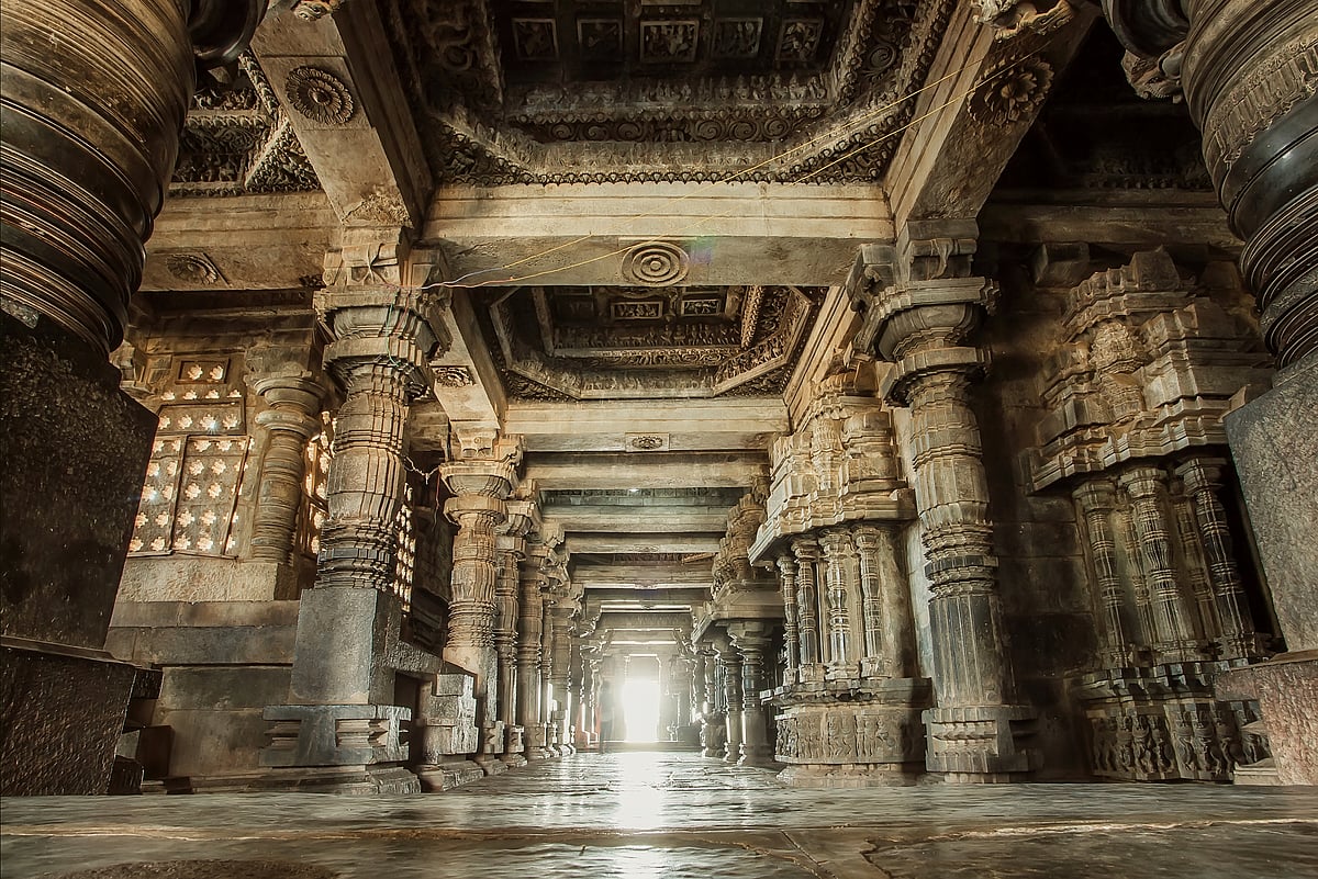 Inside the 12th century stone temple