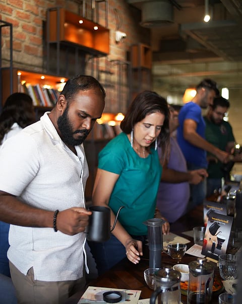 Coffee-tasting session in progress