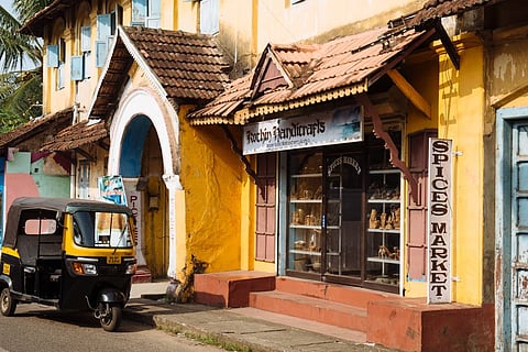 The streets of Mattancherry are filled with shops selling artefacts and spices