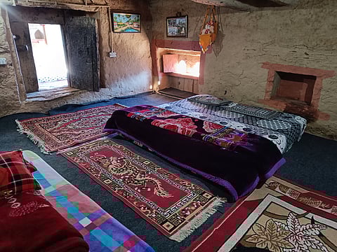 Inside view of the mud room at the homestay