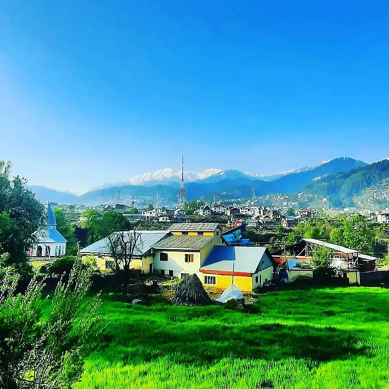Lush greenery surrounds the entire town