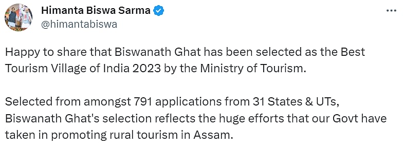 Tweet by Assam CM Himanta Biswa Sarma