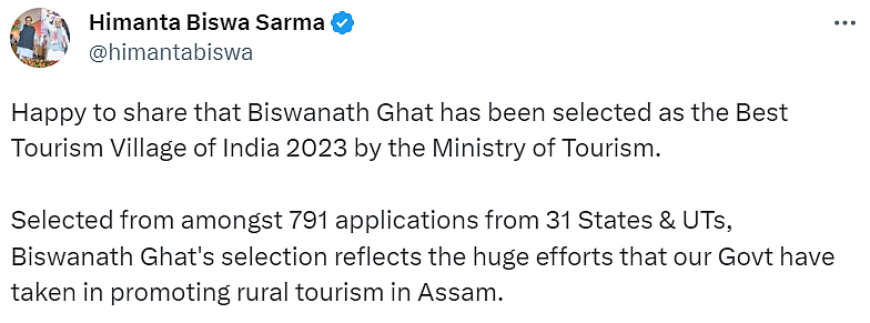 Tweet by Assam CM Himanta Biswa Sarma