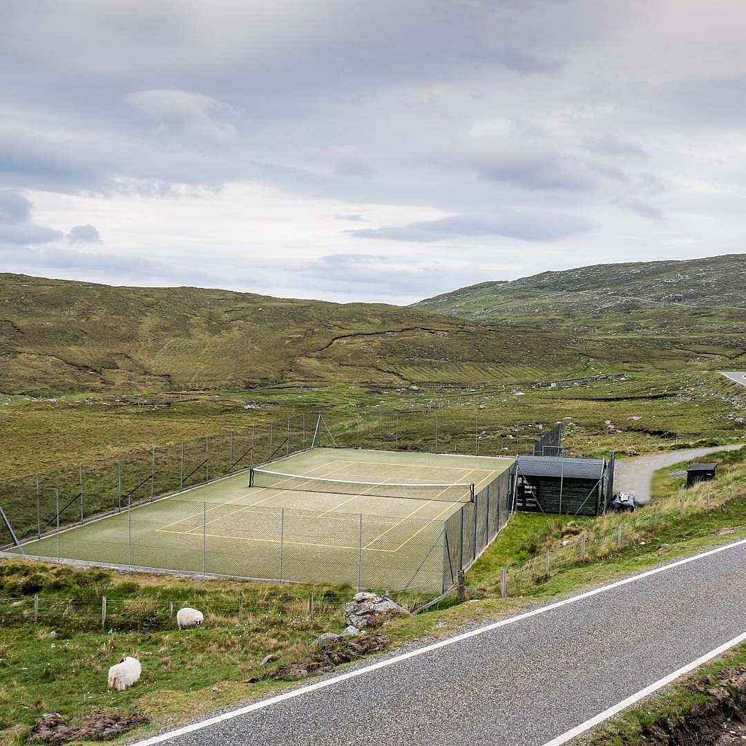 The scenic Bunabhainneadar tennis court