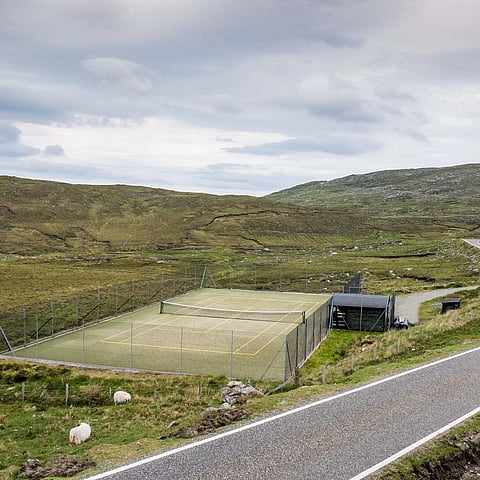 The scenic Bunabhainneadar tennis court