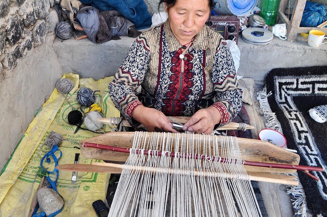 Using the backstrap loom of the pastoral community from the Changthang plateau 