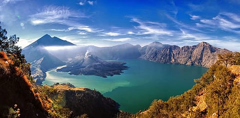 Hiking and trekking Mount Rinjani Lombok Island in Indonesia
