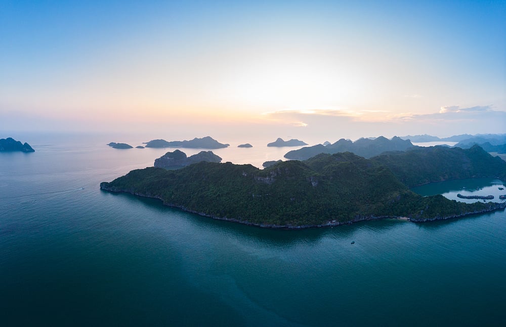 Aerial view of Cat Ba bay, Vietnam