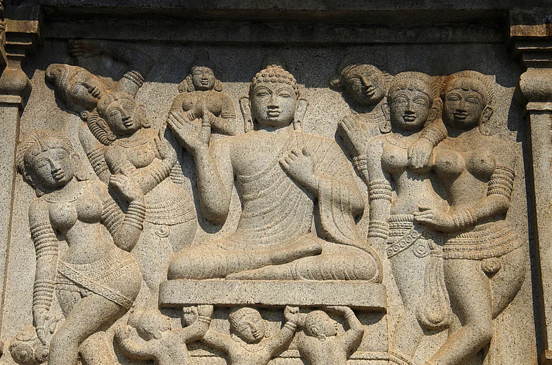 Carvings on Buddha statue at Hyderabads Hussain Sagar Lake