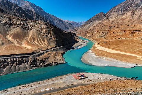 Confluence of the Indus and Zanskar Rivers , between Kargil and leh