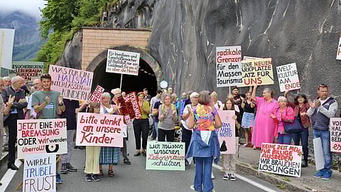 Locals in Hallstatt protest against mass tourism