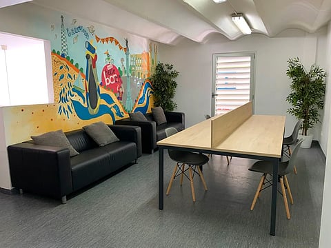 The co-working space at Hello BCN Hostel