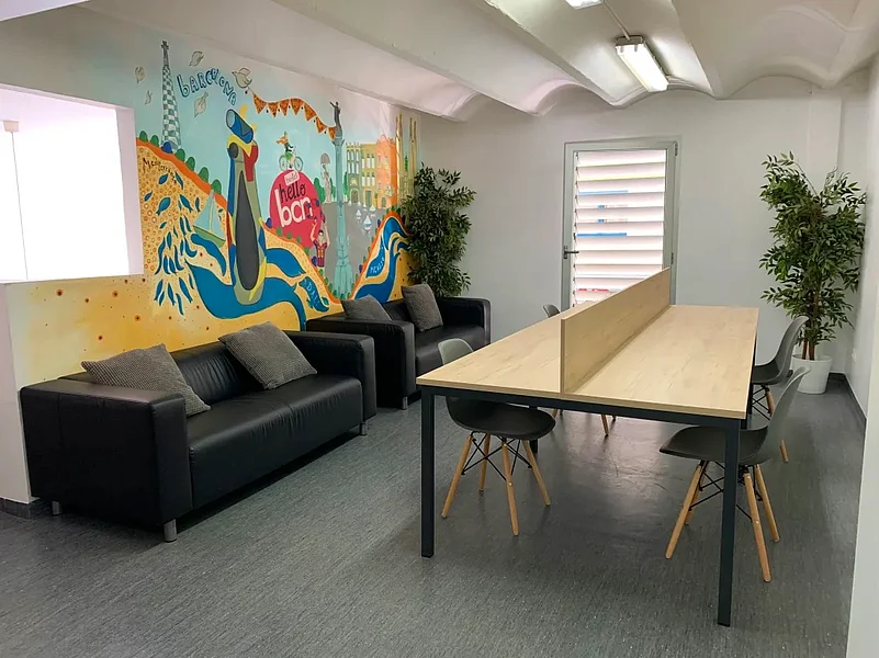 The co-working space at Hello BCN Hostel