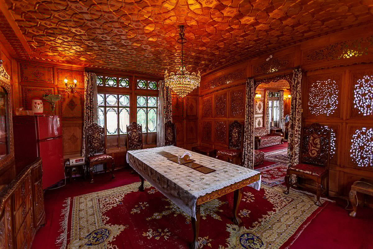 Inside a Kashmiri houseboat