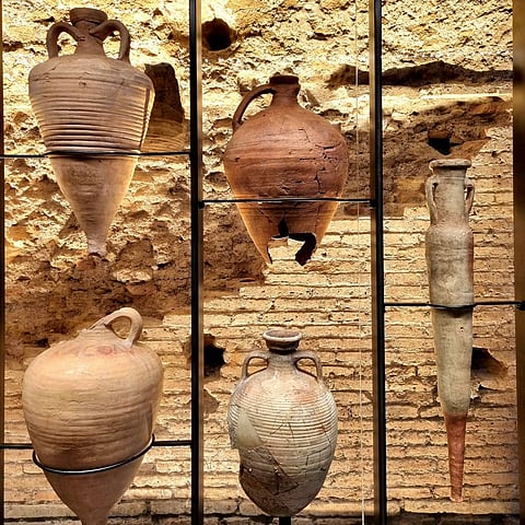 A curated selection of hundreds of discovered artefacts is on display