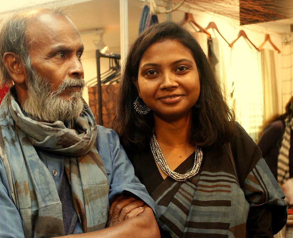 Silpinwita Das with her father, renowned textile artist Ajit Kumar Das