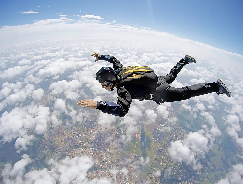 A skydiver midair