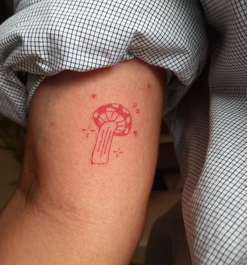 Handpoked mushroom by Amiya