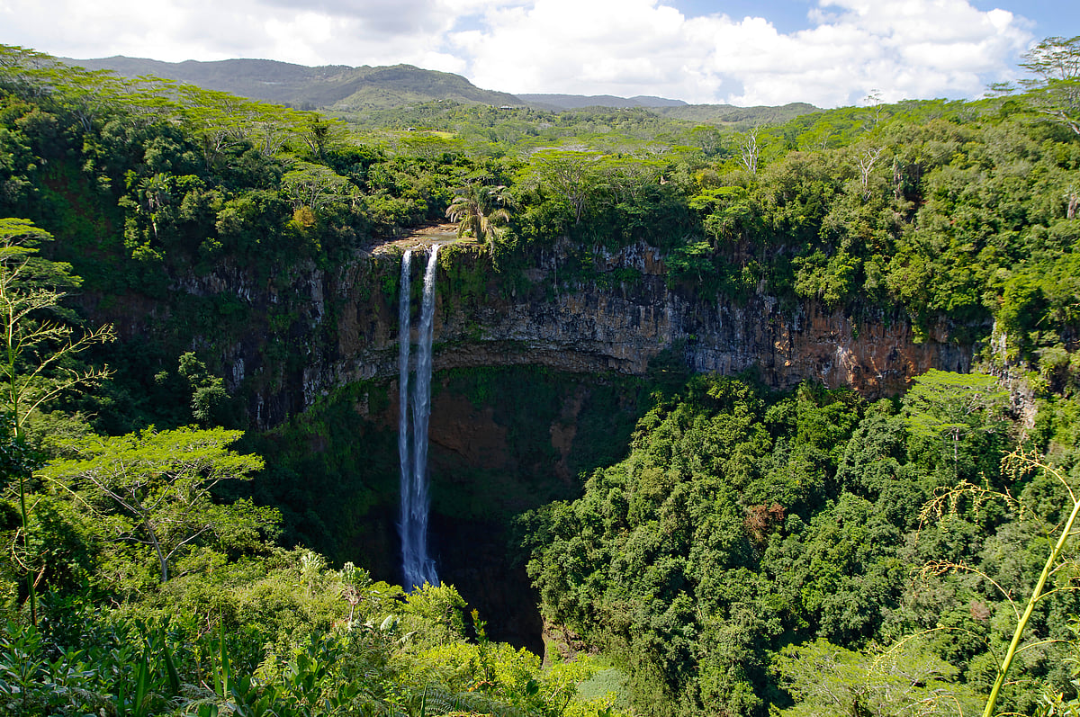 Chamarel Falls located in the Black River Gorges National Park, Mauritius
